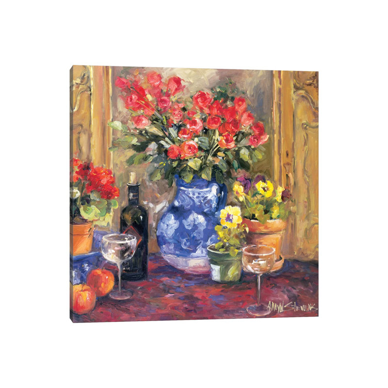 Red Flowers 1 Piece Painting on Canvas, 45.72 cm H x 45.72 cm W x 1.91 cm D, Wrapped Canvas