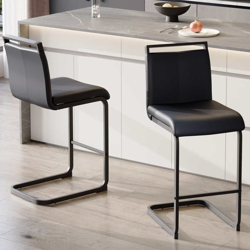 Tabouret de comptoir 25 po Meleigha, Noir, 2
