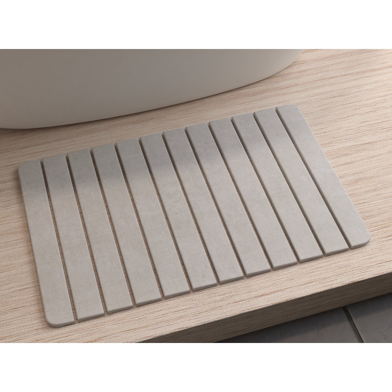 Diatomite Quick Dry Stone Bath Mat - 34" X 21" (Large), Grey