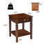 Table d'appoint / table de chevet classique classique avec plateau en placage à motif en X et tablette inférieure