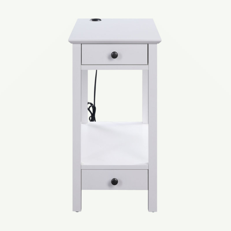 Table d'appoint avec rangement USB, Blanc