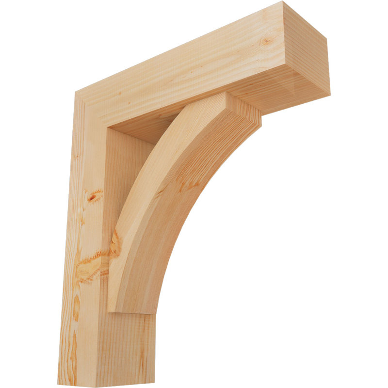 7 1/2"W x 26"D x 30"H Thorton Block Smooth Bracket w/ Offset Brace, Douglas Fir, 30 x 26, 7 1/2"W Douglas Fir (Smooth)