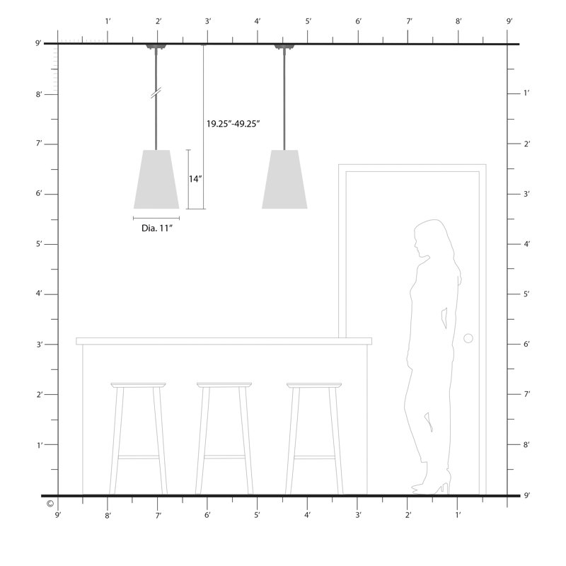 Luminaire suspendu conique à 1 lumière Grove, Blanc, Nickel brossé