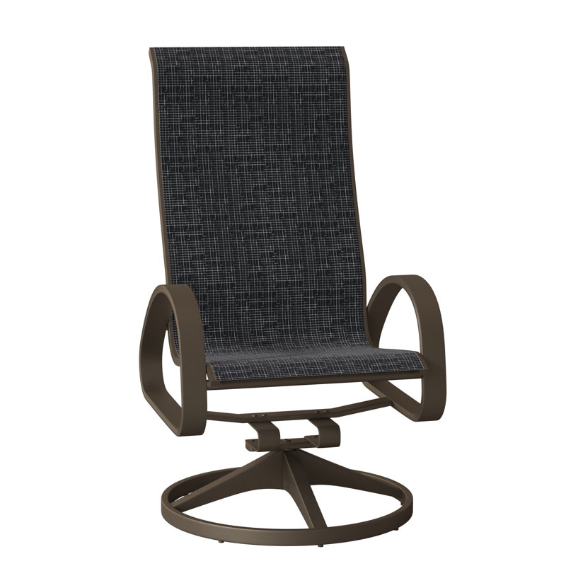 Fauteuil de patio pivotant Hiraku, Bois de plage texturé, Bleu marine Momentum