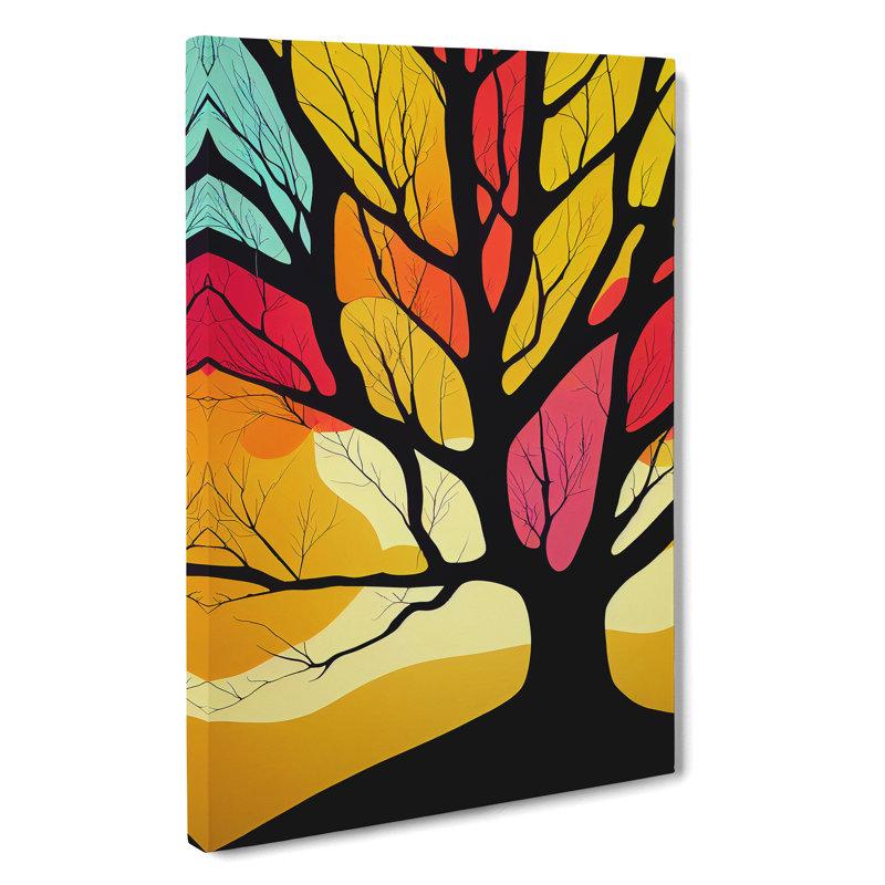 Abstract Tree In Colour No.4 - Wrapped Canvas, 76cm H x 50cm W x 3cm D
