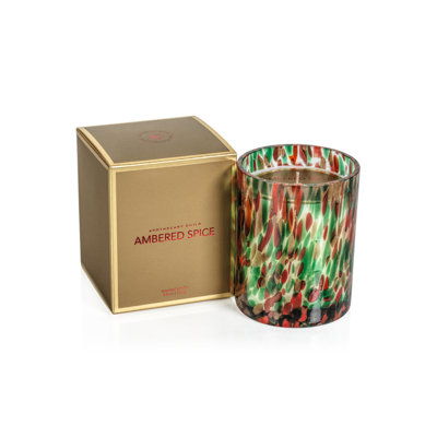 Ambered Spice Scented Jar Candle with Glass Holder