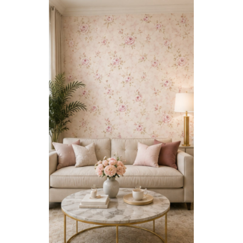 Papier peint en vinyle Manhattan Comfort, Rose clair