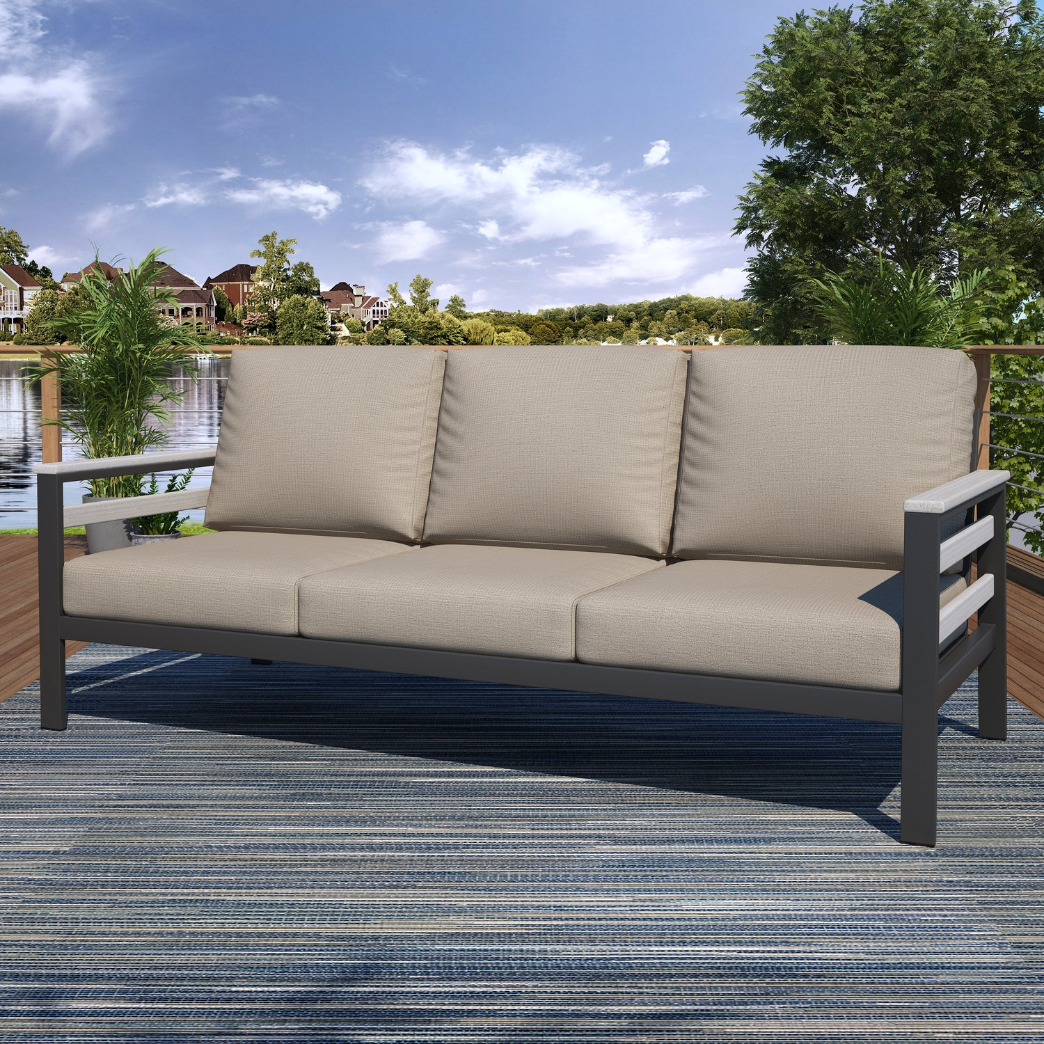 Townsend - Person Patio Conversation Set with Cushions, Cast Silver Sunbrella®