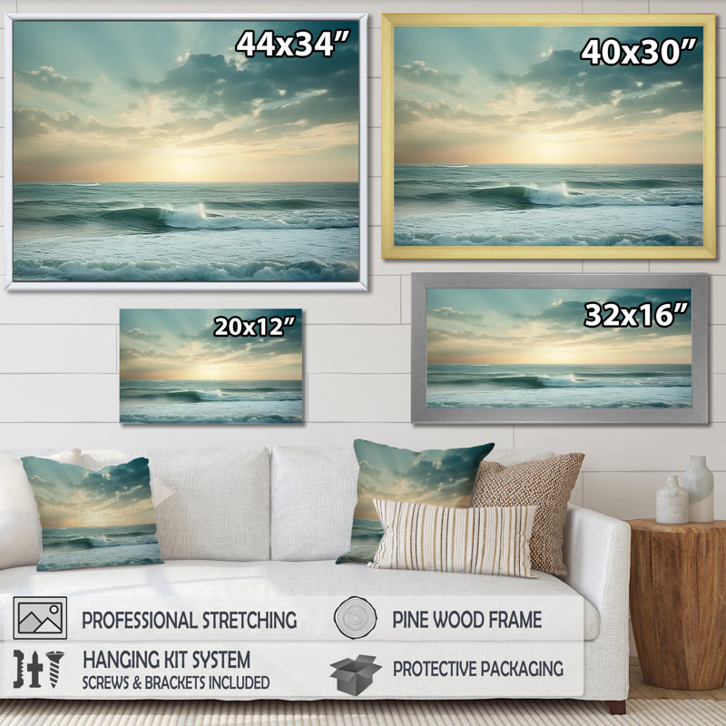 Vue de paysage de vagues côtières - art mural de grandes vagues côtières, H 34 po x l 44 po x P 1,5 po