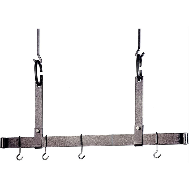 Handcrafted Adjustable Ceiling Bar, Hammered Steel, 19.5" H x 36" W x 1" D