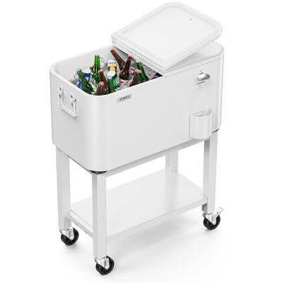 60 QT White Detachable Outdoor Cooler Cart