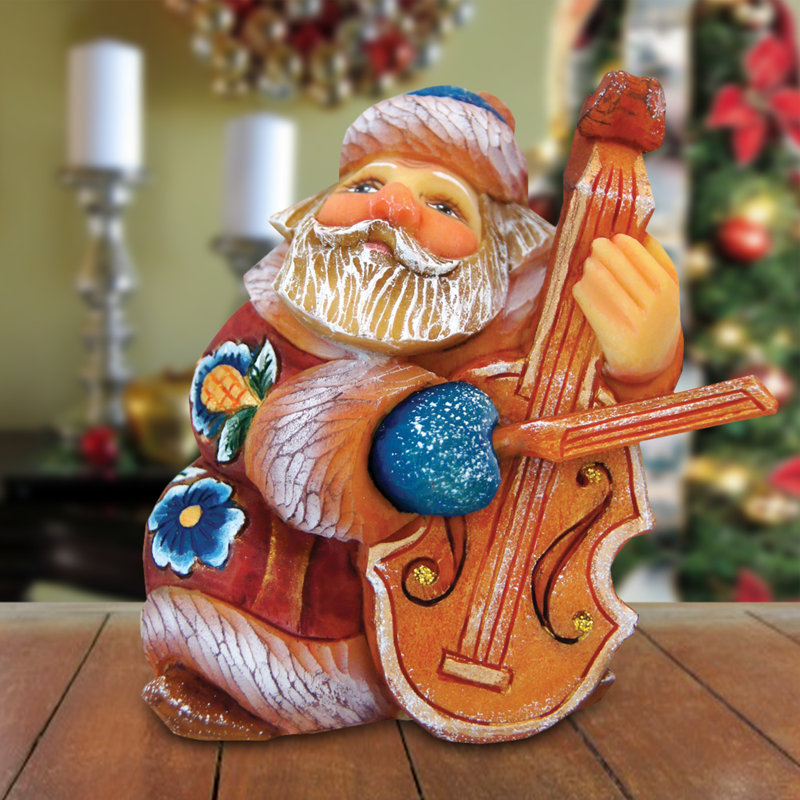 Derevo Mini Cello Santa Figurine