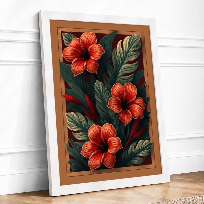 Hibiscus Study Botanical - Framed Print, A1 - 84.1 x 59.4 cm, White