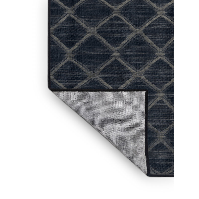 Tapis gris en treillis lavable à la machine, Rectangulaire 3 pi x 5 pi