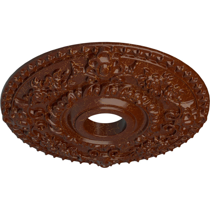 Médaillon de plafond de 18 po x P 3 po x P 1 1/2 po (convient aux auvents jusqu'à 7 1/4 po), Acajou poli craquelé