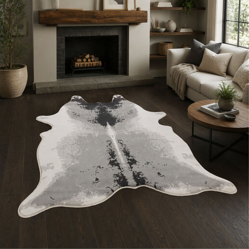 Tapis 5 pi x 7 pi avec construction durable, finition grise, style traditionnel pour le salon, la chambre à coucher et la salle à manger
