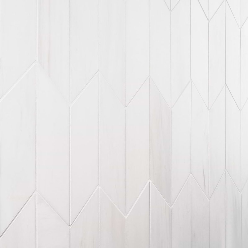 Bianco Dolomite 3x12 Chevron Honed Marble Tile