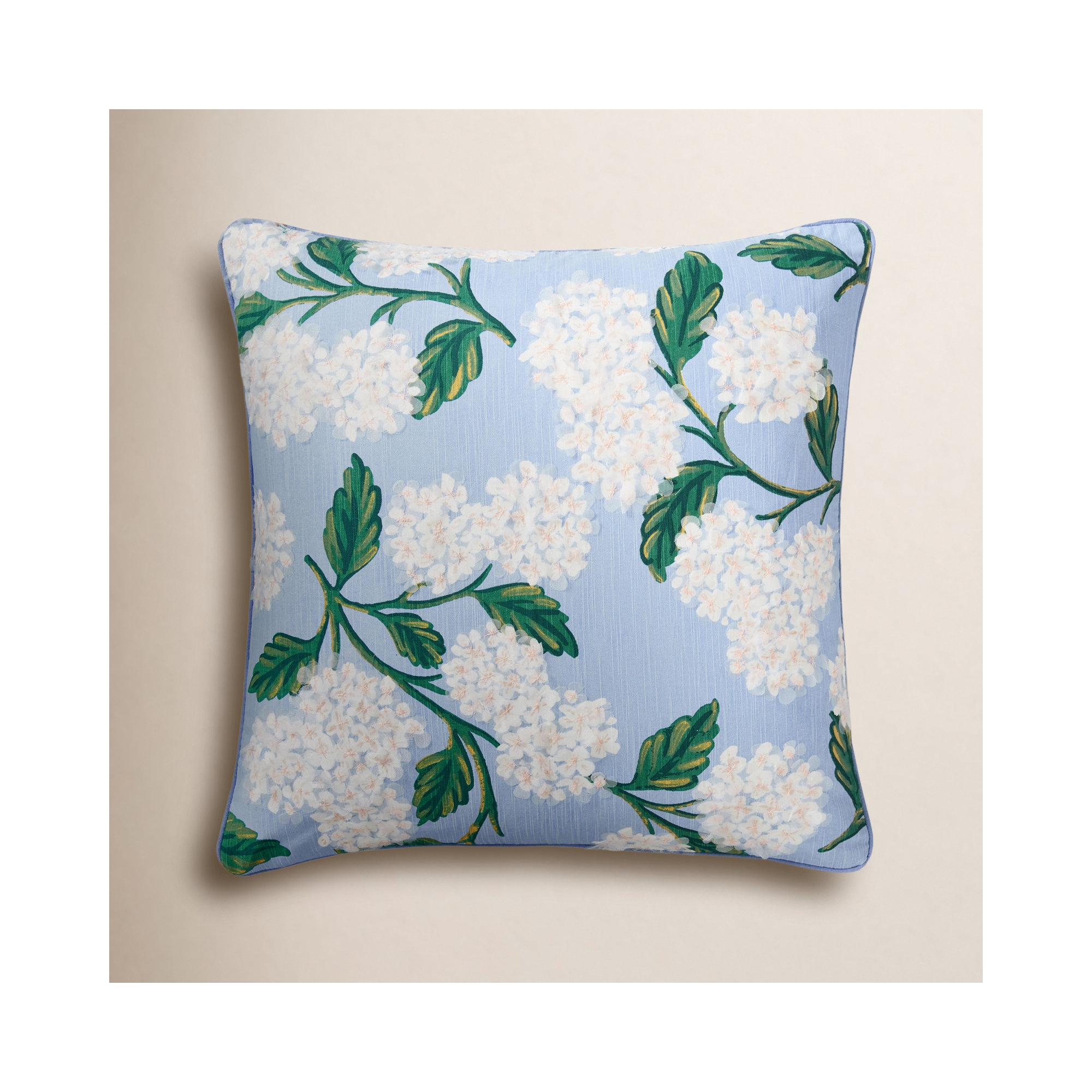 Rifle Paper Co. x Loloi Hydrangea 22" x 22" Pillow, Down, Blue
