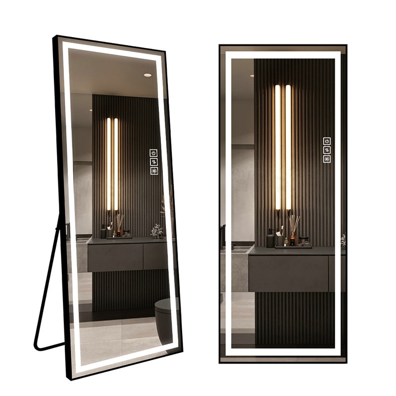 65"x24" LED Full Length Mirror with 3 Color Dimmable Lights Frameless Explosion-Proof Wall & Floor Standing