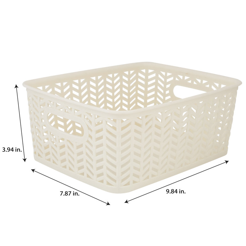 Panier en plastique, Ivoire, H 3,94 po x l 7,87 po x P 9,84 po, 3