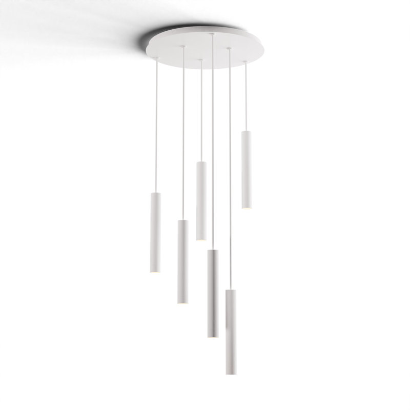 6 - Light LED Pendant, Matte White