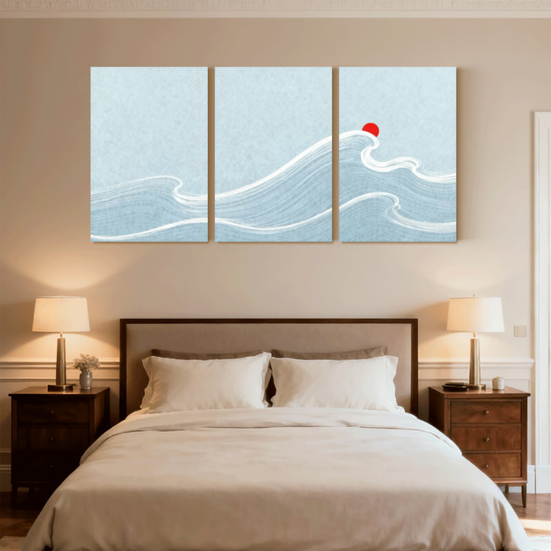 Ensemble de 3 impressions sur toile, motif nautique et plage, H 18 po x l 36 po