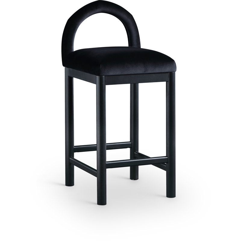 Conrad Letcher Velvet Counter Stool, Black Velvet Seat/Black Frame