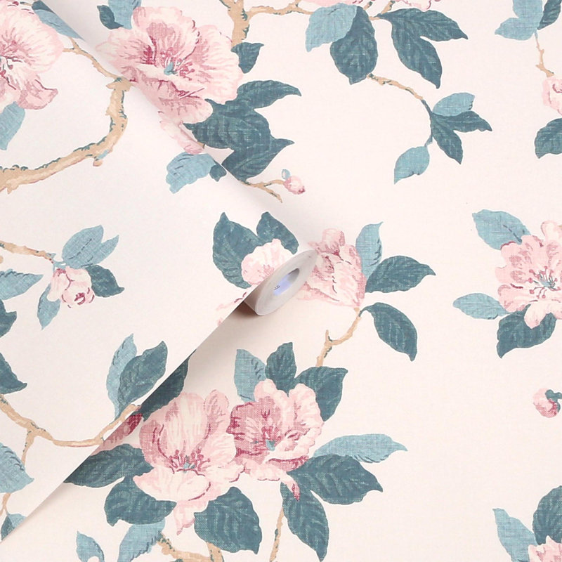 Papier peint en lin Laura Ashley Maya, Crème, crème