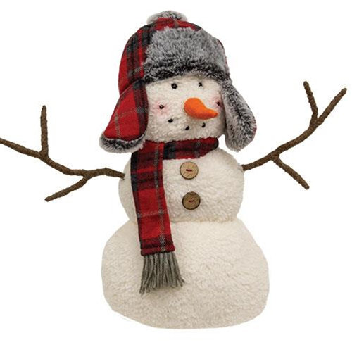 The Holiday Aisle® Large Winter Plaid Snowman Sitter | Wayfair