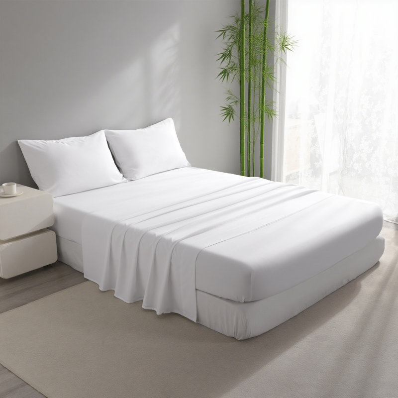 Ensemble de draps en bambou Cooling, Blanc, King Sheet Set with 2 Pillowcases (4 Pieces)
