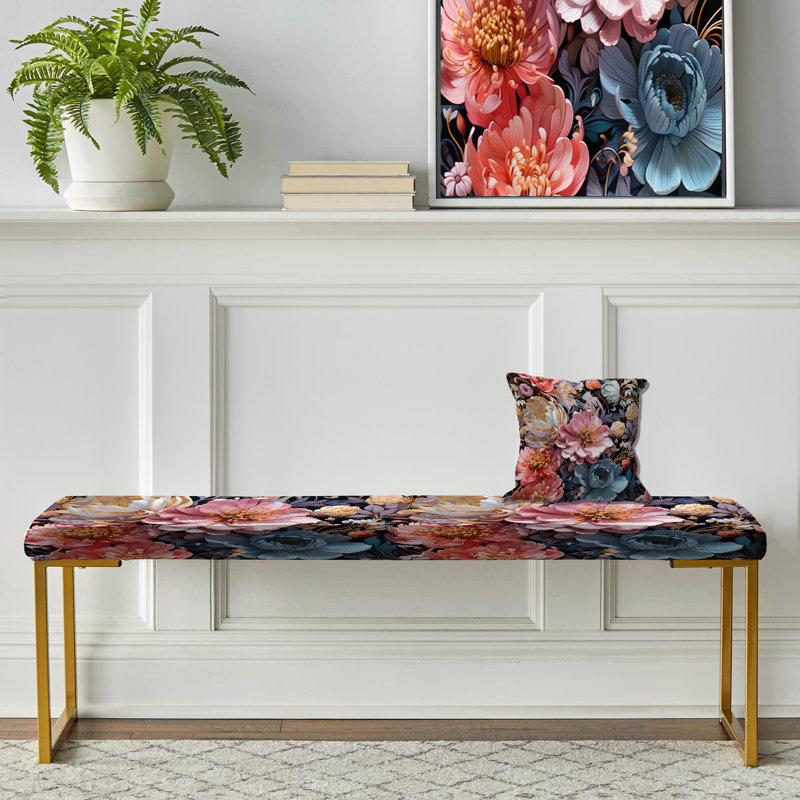 Banc rembourré or, Gold And Pink Galactic Gardens