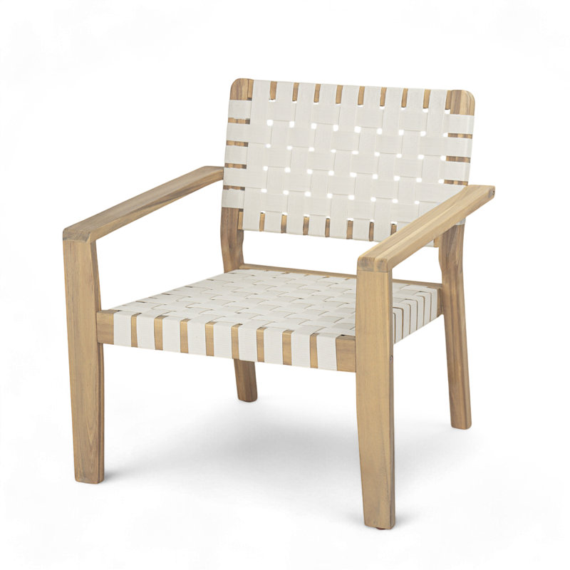Payton Acacia Wood Armchair Set, White/Light Teak