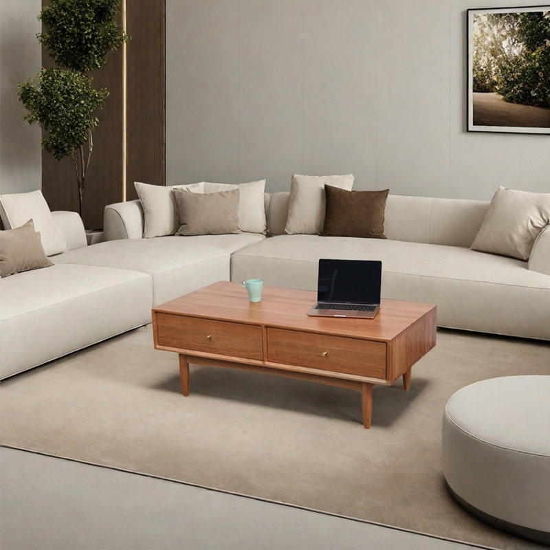 Table basse moderne et simple en cerisier, H 17,71 po x L 47,24 po x l 21,65 po