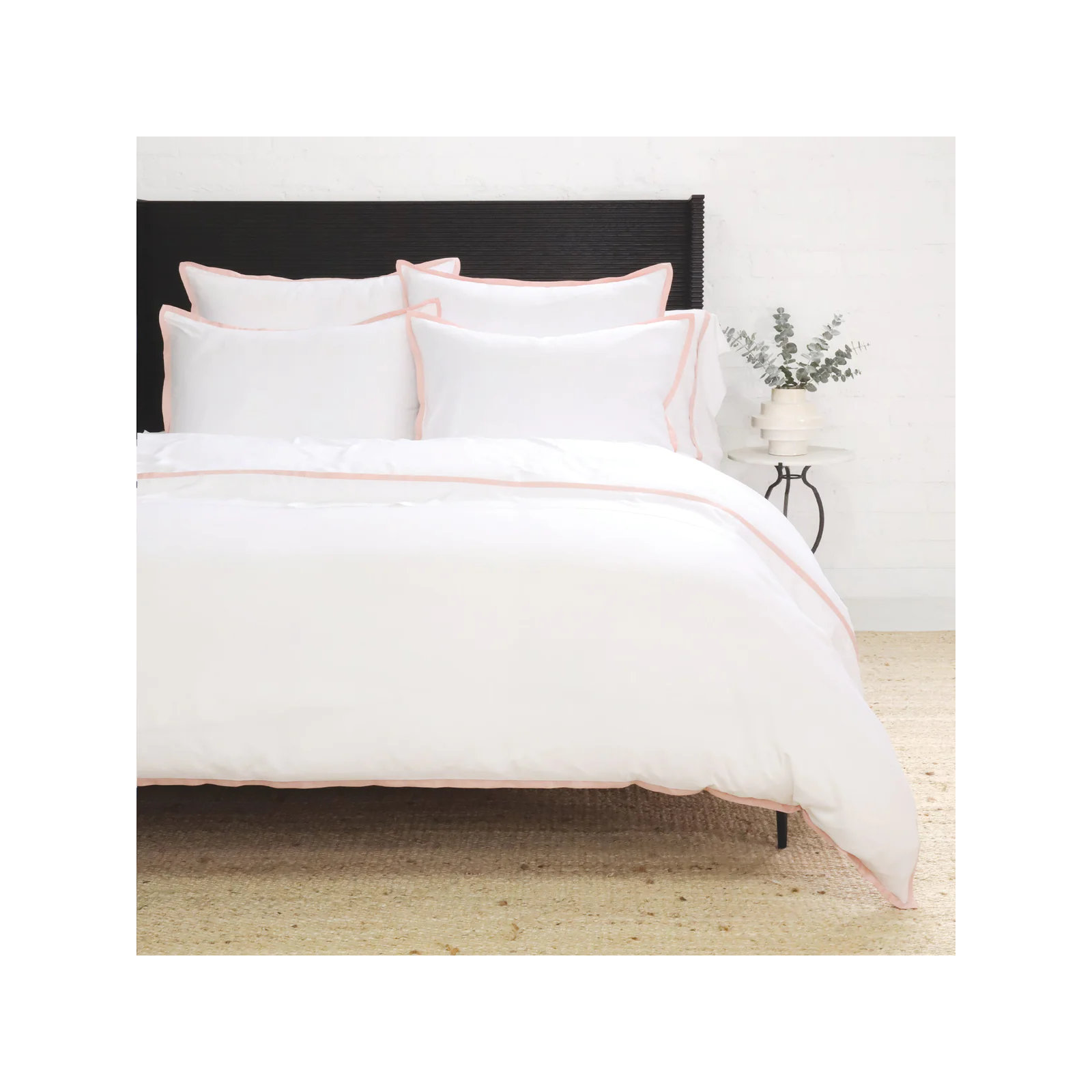 Langston Rayon Duvet Cover Set, Twin Duvet Cover +  1 Standard Sham, White/Pink