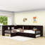 Lit plateforme avec lit gigogne, tiroirs de rangement et tablettes-1745041253