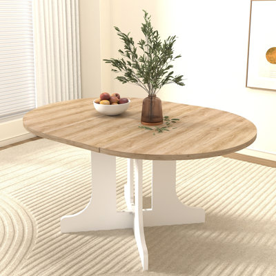 Table de salle à manger extensible 59 po x 43 po pour cuisine, rallonge amovible, base, table blanche, placage de chêne
