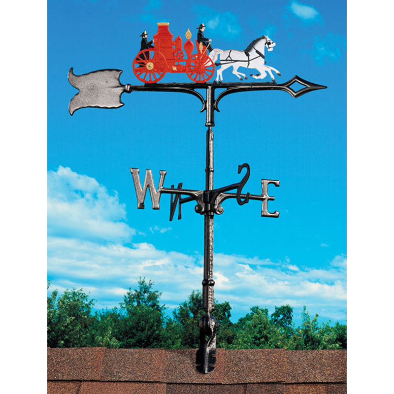 Rooftop 30" Fire Wagon Weathervane, Black