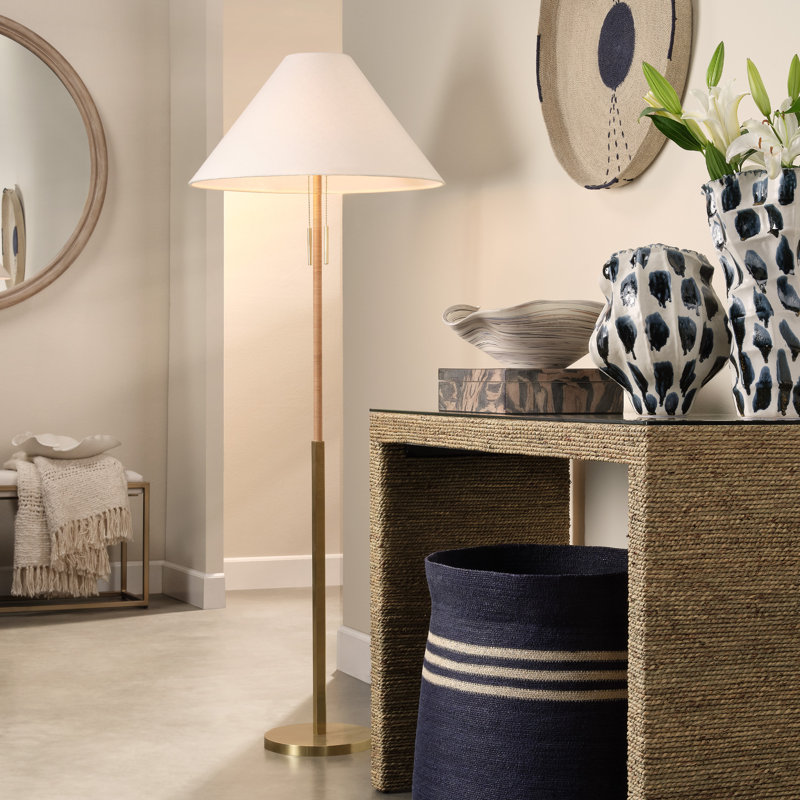 Lampe sur pied en rotin Harrison, naturel