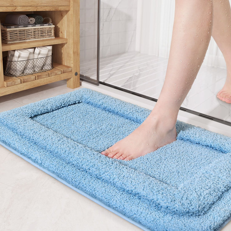 Amijan Non-Slip Bath Rug, Blue, 16"W x 24"L