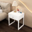 Table de chevet moderne blanche avec tiroir, table de chevet minimaliste avec poignée en bois, table de bout compacte