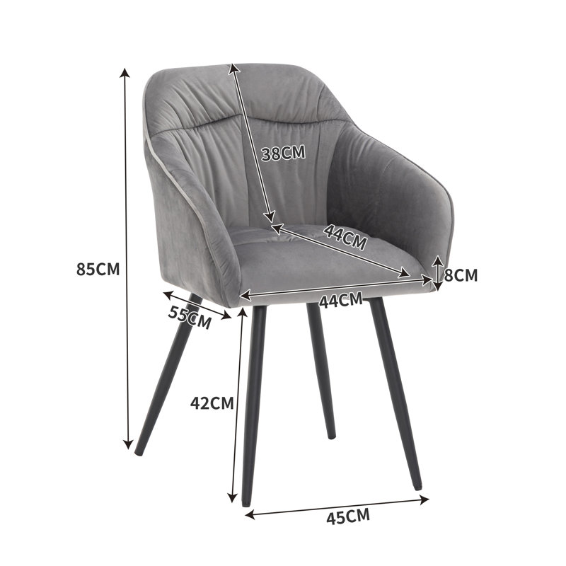 Ashonte 42 cm H Velvet Armchair, Grey