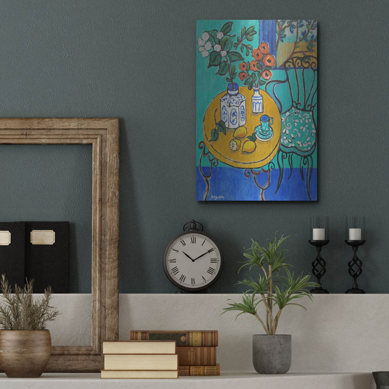 «Tablescape # 1» par Holly Wojhan, art mural en métal, 12 po x 16 po, H 16 po x l 12 po