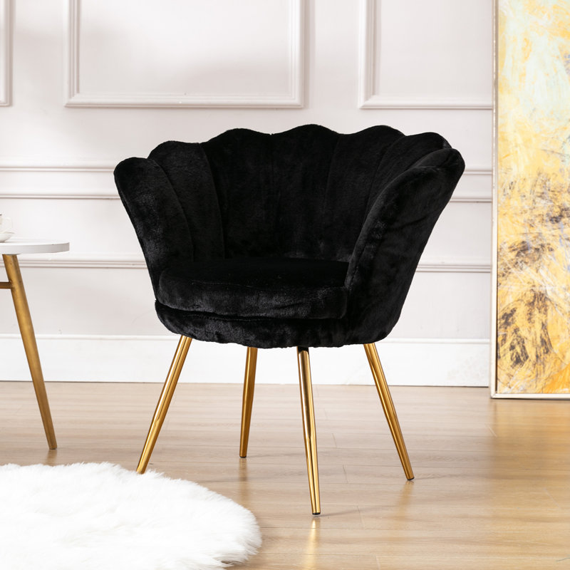 Aguilard Upholstered Armchair, Gold colours, Black, Faux fur