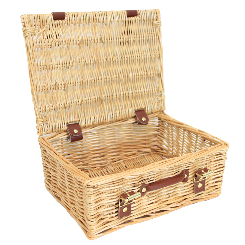 Wicker Hamper Basket with Lid, Beige, 8 L