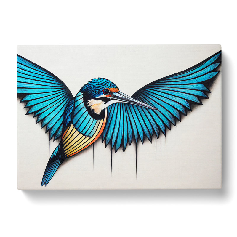 Alluring Kingfisher Bird - Wrapped Canvas, 40cm H x 60cm W x 3cm D