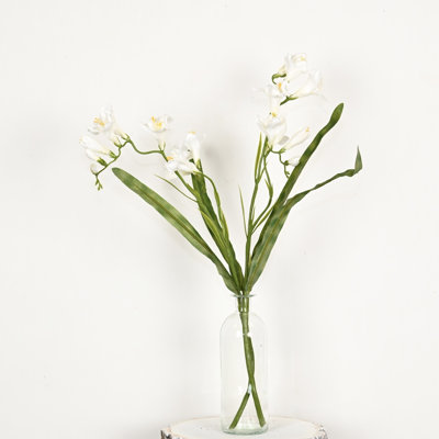 Arrangement floral 22 po Freesia artificiel dans un vase avec de l'eau artificielle et de la pierre, branche de feuillage de ferme, longue tige en vrac, bouquet en vrac pour fête de mariage