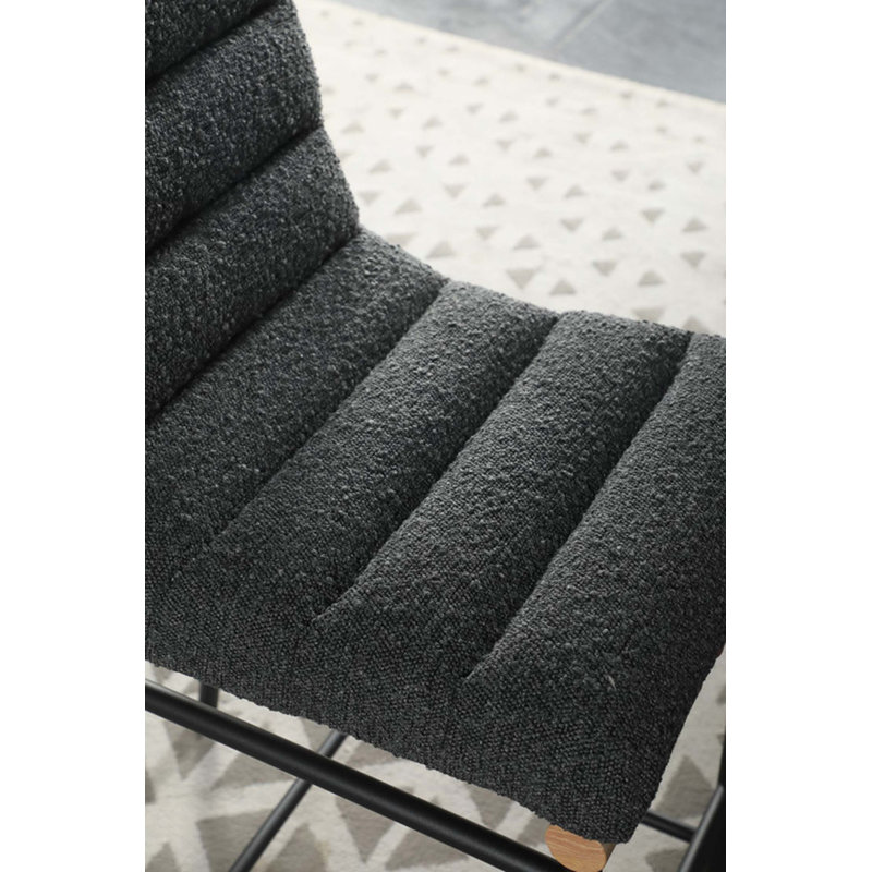 Liana 17.75"W Boucle Fabric Counter Height Chair, Dark Gray