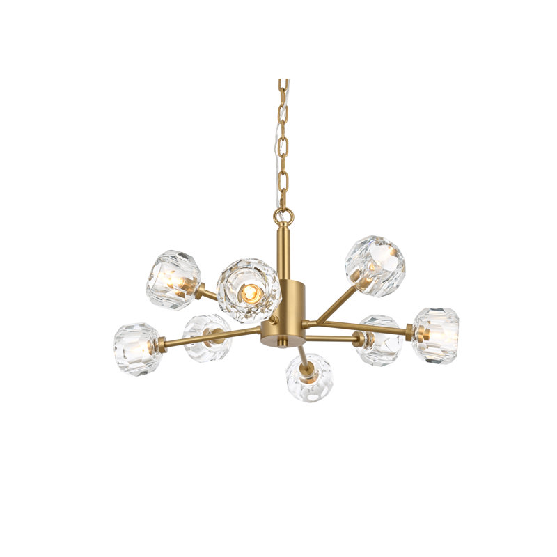 Luminaire suspendu sphérique spoutnik 8 lumières Boise, Or