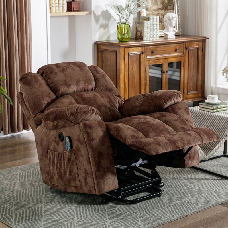 40.16" W Oversize Big Man Power Lift Assist Recliner Chair With Massage & Heating & Dual Cupholders & USB, Coconut