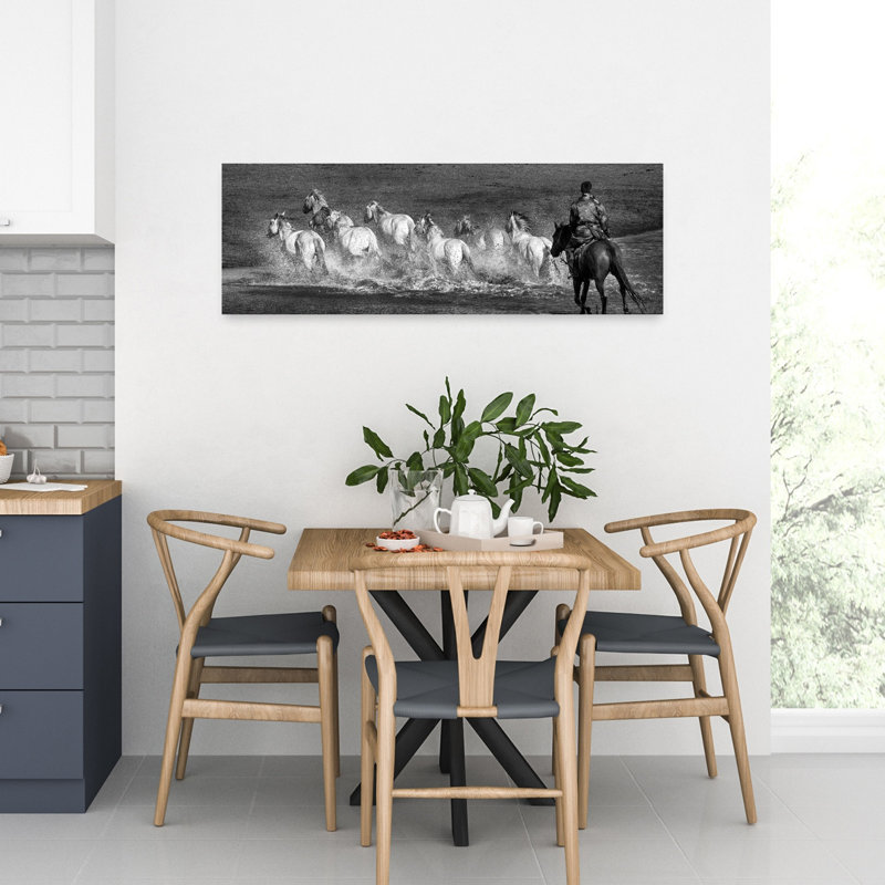 Art contemporain cheval au galop, cheval contemporain et cheval dramatique, H 12 po x l 36 po